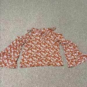 Willow Root Women's Rust Floral Cold-Shoulder Blouse